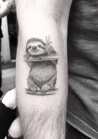 Peaceful sloth tattoo by Doctor Woo