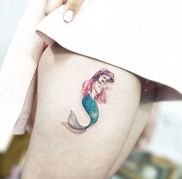 Princess mermaid tattoo by Tattooist Flower