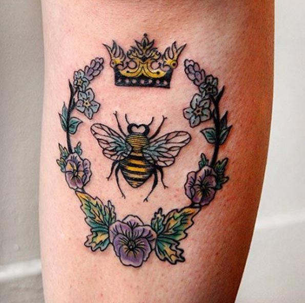 Queen bee tattoo by Jessica Channer