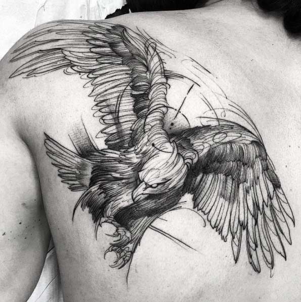 Sketch style eagle tattoo by Fredao Oliveira