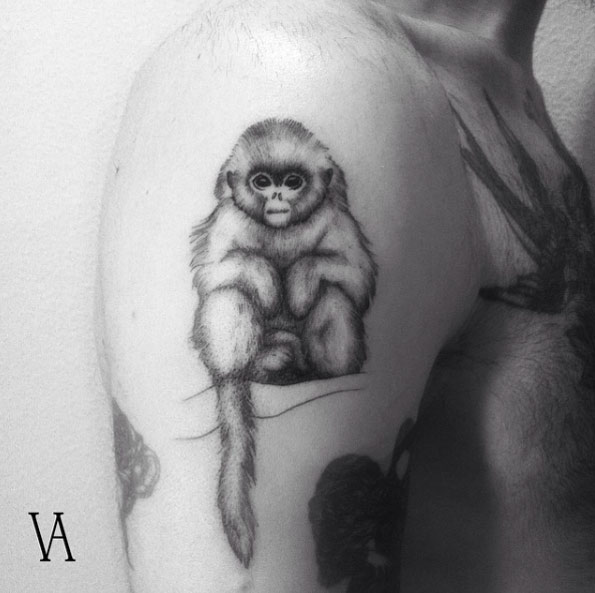 Snow monkey tattoo by Violeta Arus