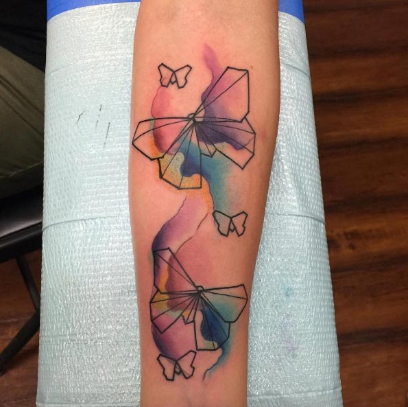 Watercolor butterfly tattoos by Jarvis