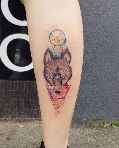 Wonderful wolf tattoo by Cynthia Sobraty