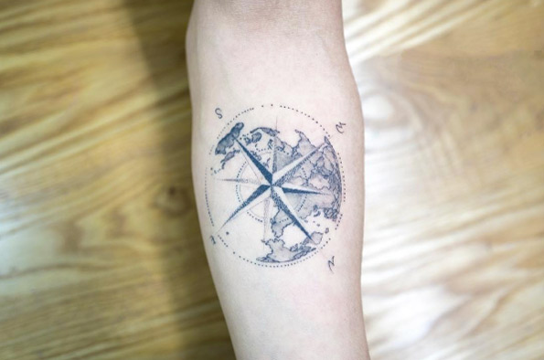 World compass tattoo by Hongdam