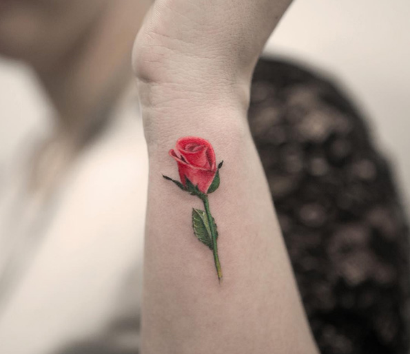 Rose on wrist by Joice Wang