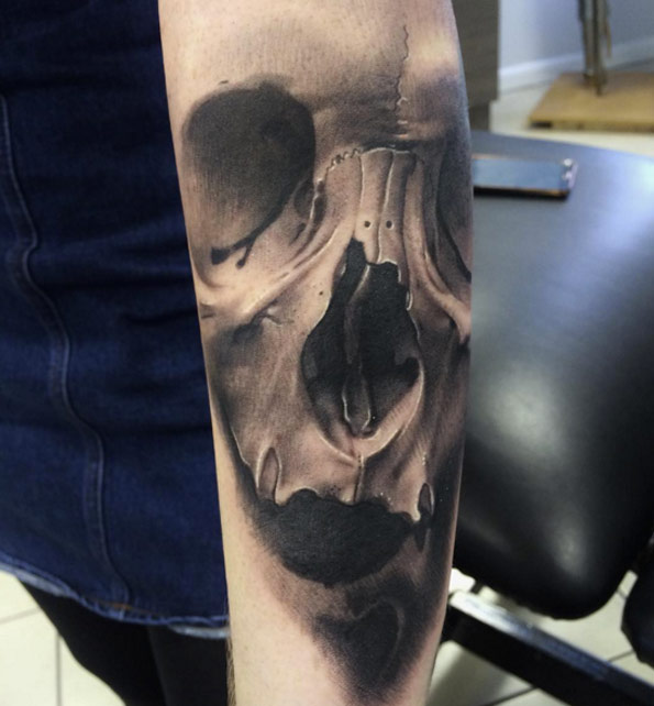 Skull on forearm by Jason Butcher