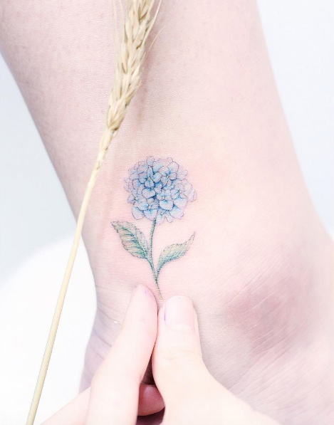 Hydrangea tattoo by Mini Lau