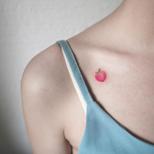 Tiny peach tattoo by Hongdam
