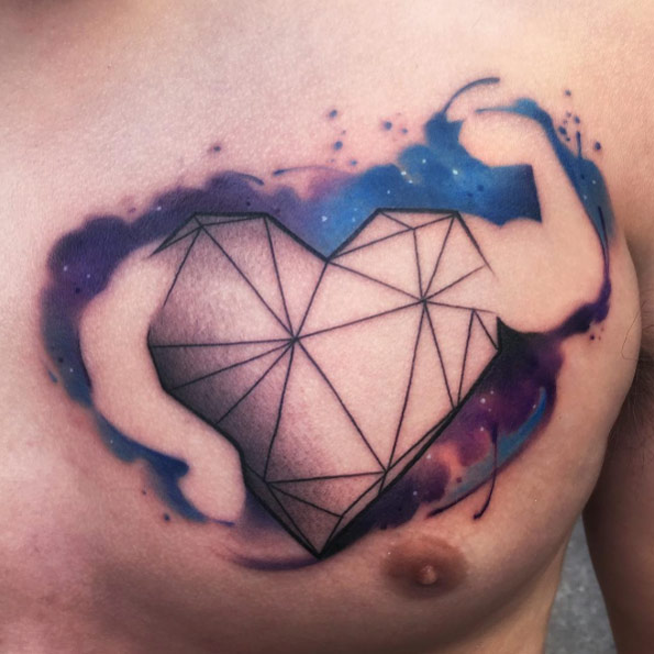 Geometric watercolor heart by Aleksandra Kozubska