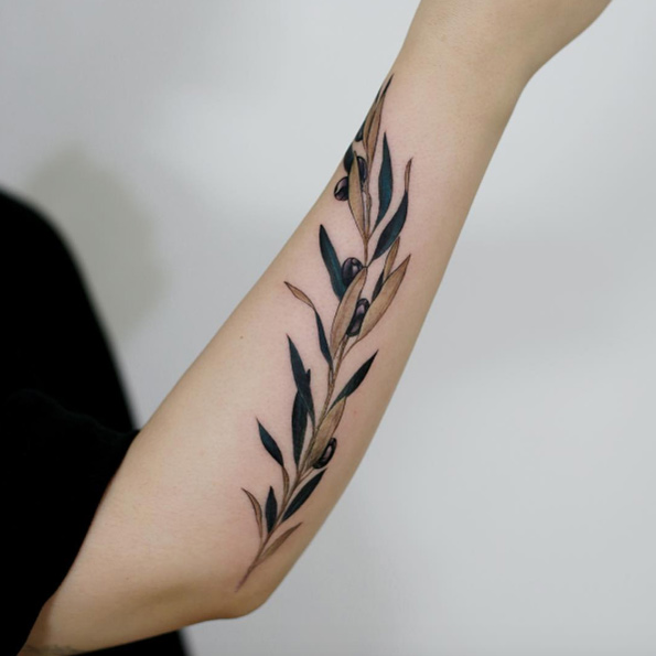 Olive branch tattoo by Doy