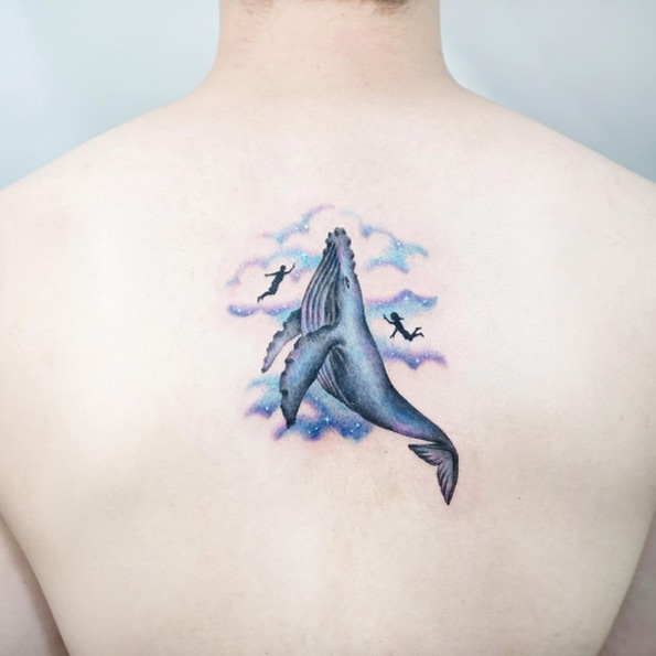 Whale with divers by Tattooist IDA