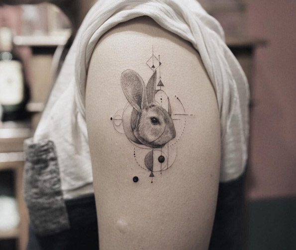 Rabbit with geometric accents by Nando