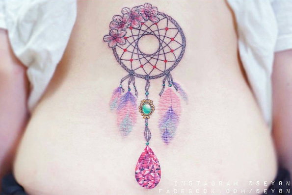 Jeweled dreamcatcher tattoo by Seyoon Gim