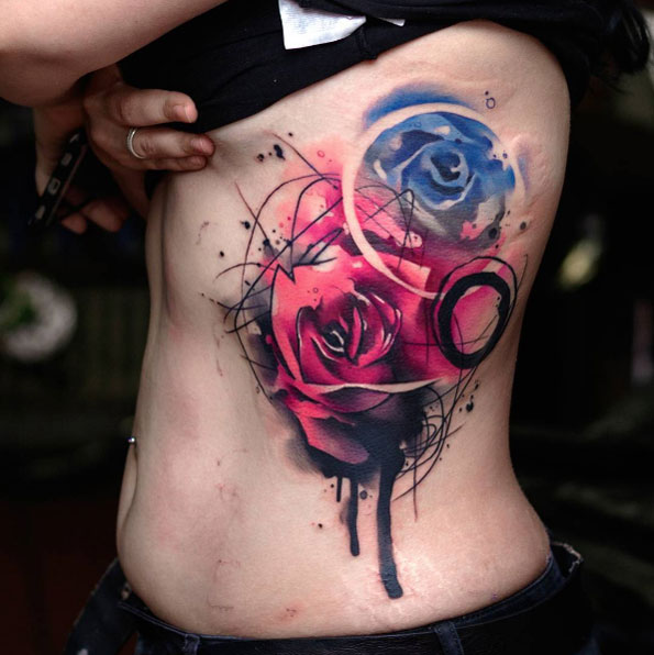 Spray paint rose tattoo by Uncl Paul