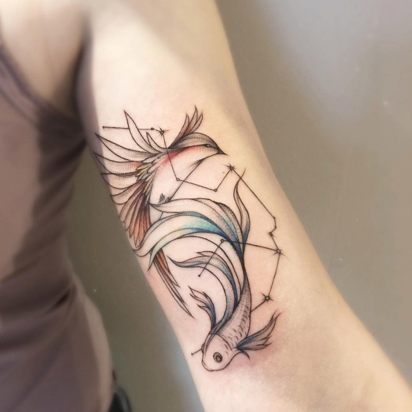 Aquarius tattoo design by Olga Koroleva