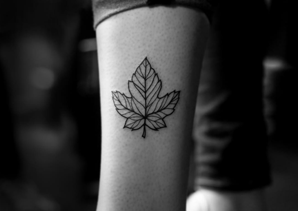 Blackwork leaf tattoo by Kevin King