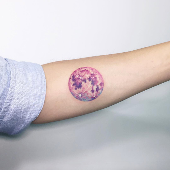 Colorful Moon tattoo by IDA