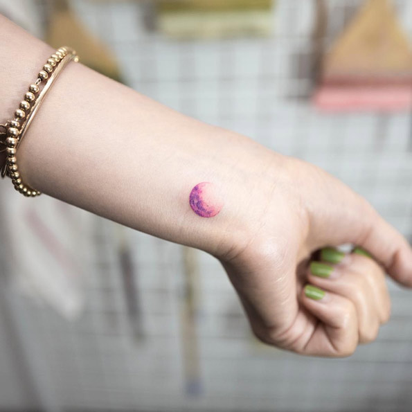 Crescent moon tattoo on wrist by Hongdam