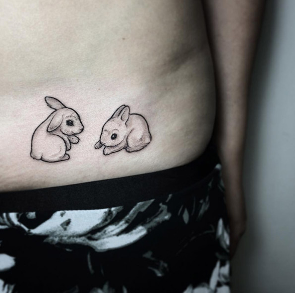 Cute bunnies by Fin Tattoos