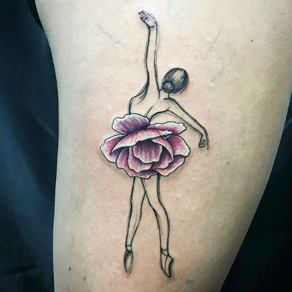 Dancer with floral tattoo by Giulia Carnio
