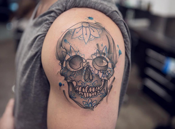 Day of The Dead skull tattoo by Georgia Grey