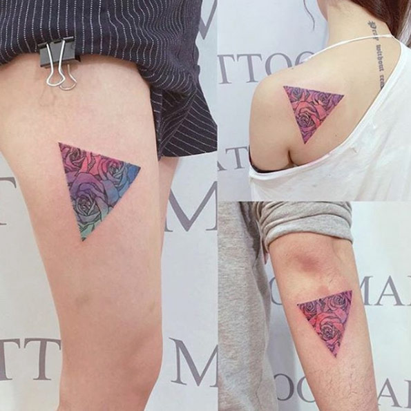 Floral triangle tat by Wonseok
