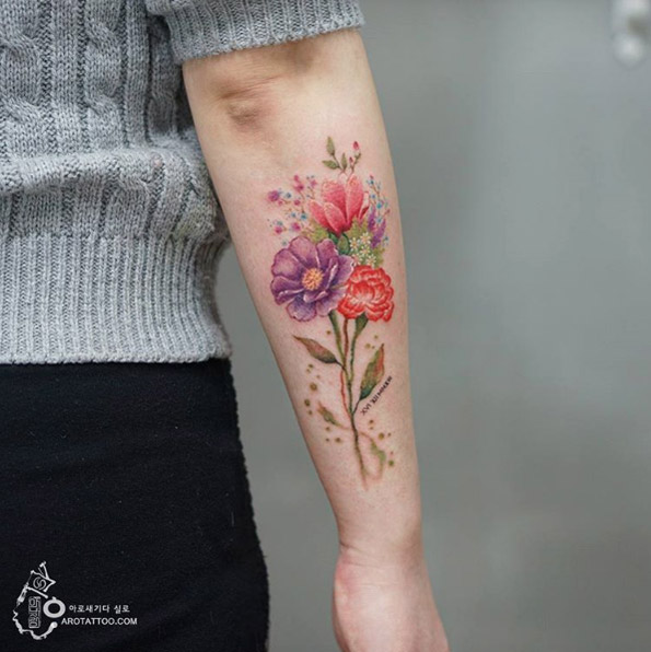 Forearm floral bouquet by Silo