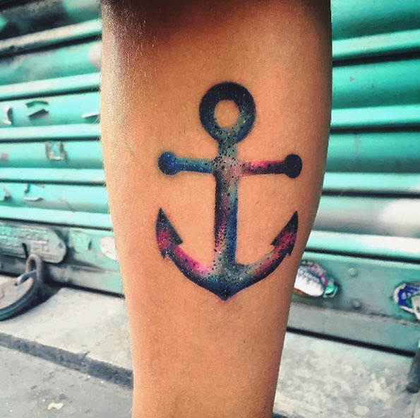 Galaxy anchor tattoo by Effervescent Tattoo