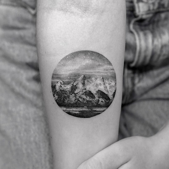 Landscape tattoo by Sanghyuk Ko