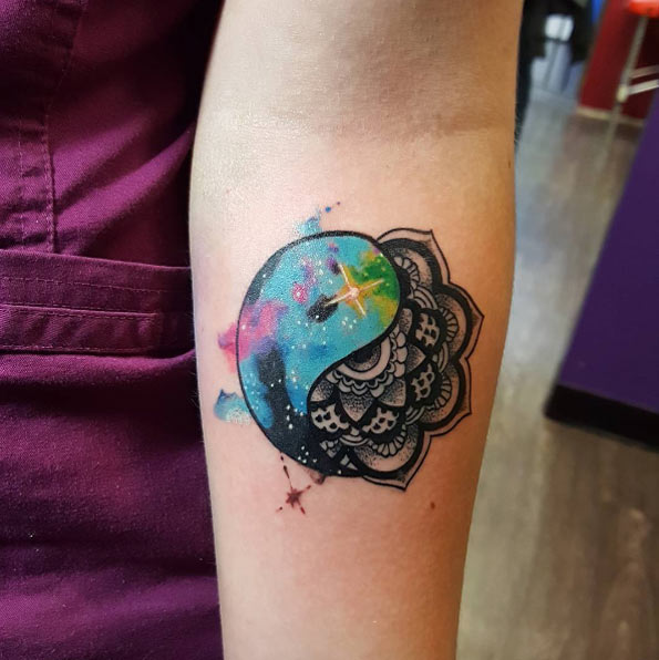 Mandala ying yang tattoo by Steadyline