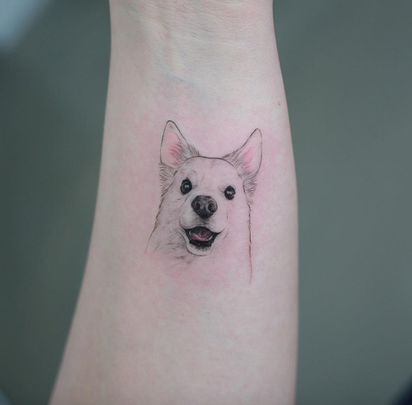 Perfect canine tattoo by Tattooist Doy
