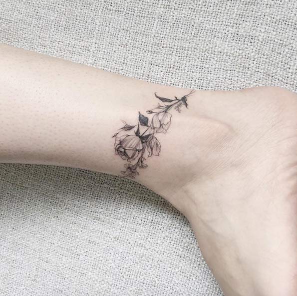 Rose anklet tattoo by Tattooist Flower