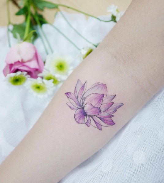 Watercolor lotus flower tattoo by Banul