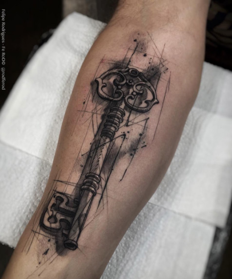 Watercolor skeleton tattoo by Felipe Rodrigues Fe Rod