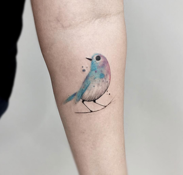 Watercolor songbird by Felipe Mello