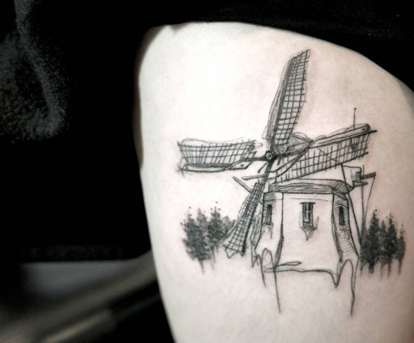 Windmill tattoo by Chaehwa