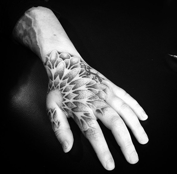 Dotwork mandala flower on hand by Alex Treze