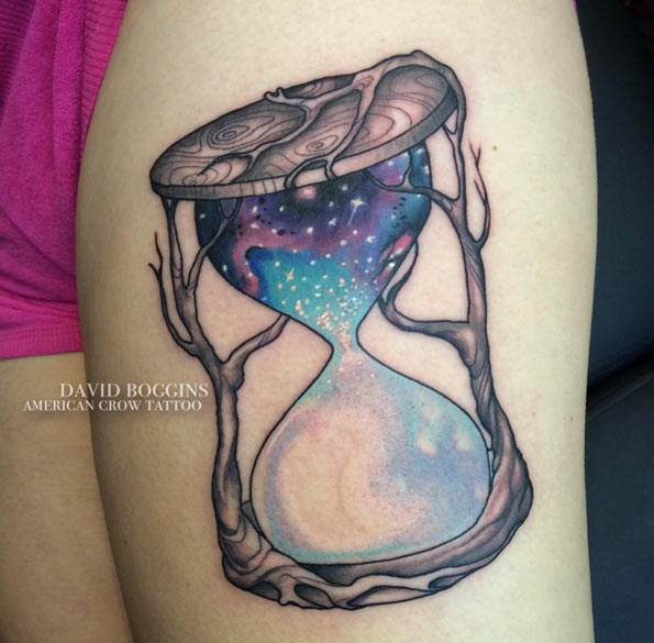 Naturalistic hourglass tattoo by David Boggins