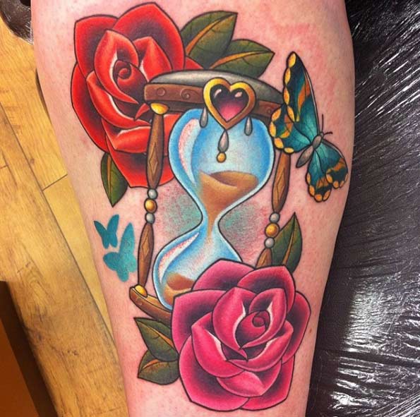 Beautiful hourglass tattoo design by Michelle Maddison