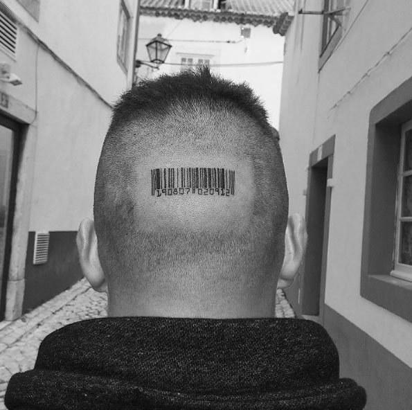 Barcode tattoo by Cristiano Fernandes