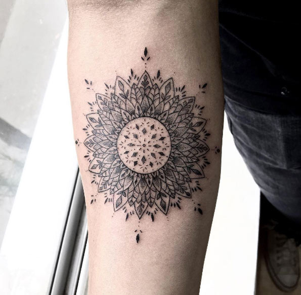 Complex mandala flower tattoo by David