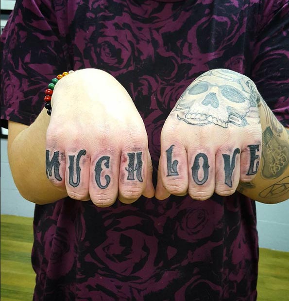 'Much love' tattoos by Kish Jones