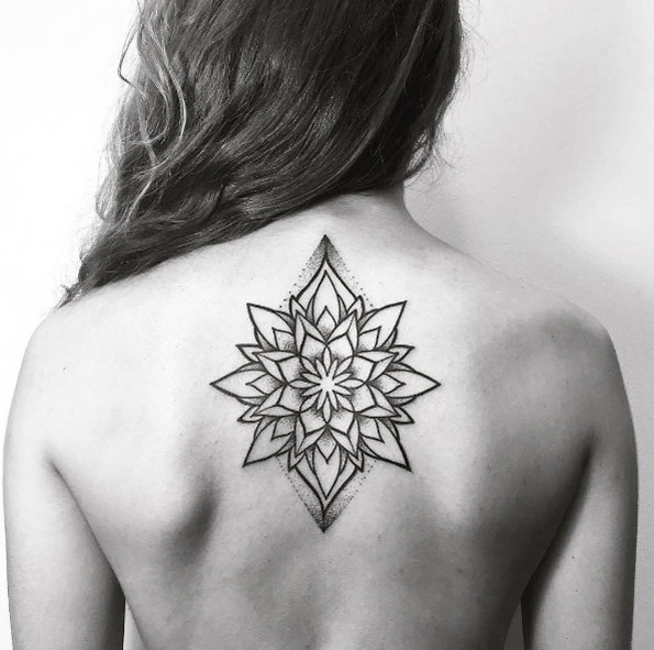 Mandala flower on back by Alex Treze