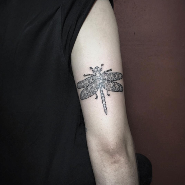 Dragonfly on tricep by Atramors