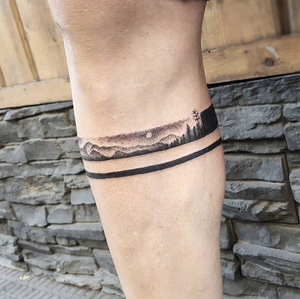 Landscape legband tattoo by ISA 