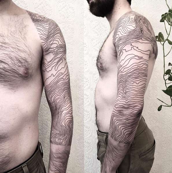 Topographic map tattoo by Johno