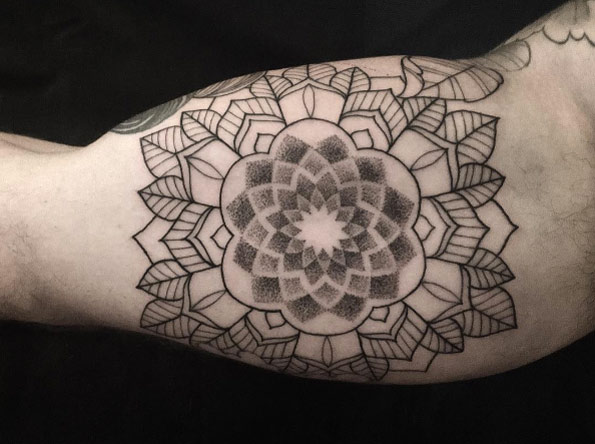 Mandala tattoo in progress by Dominique Holmes