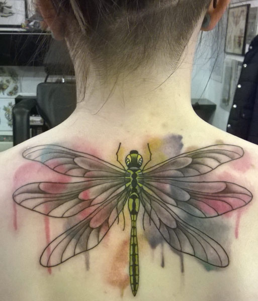 Dragonfly spray paint tat by Heather