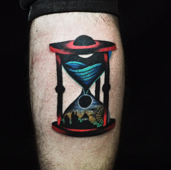 London hourglass tattoo by David Cote