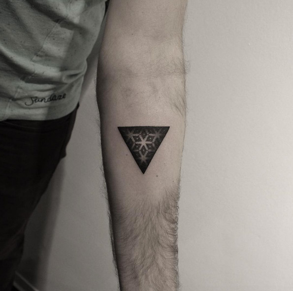 Triangular mandala tattoo by Oliver Whiting